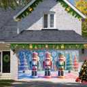 13x6ft Christmas Garage Door Cover Fairy Tale 3D Macaron Palette Nutcracker Candy Color Trees Snowflakes Checkerboard Floor Holiday Party Decorations Indoor Outdoor Wall Background