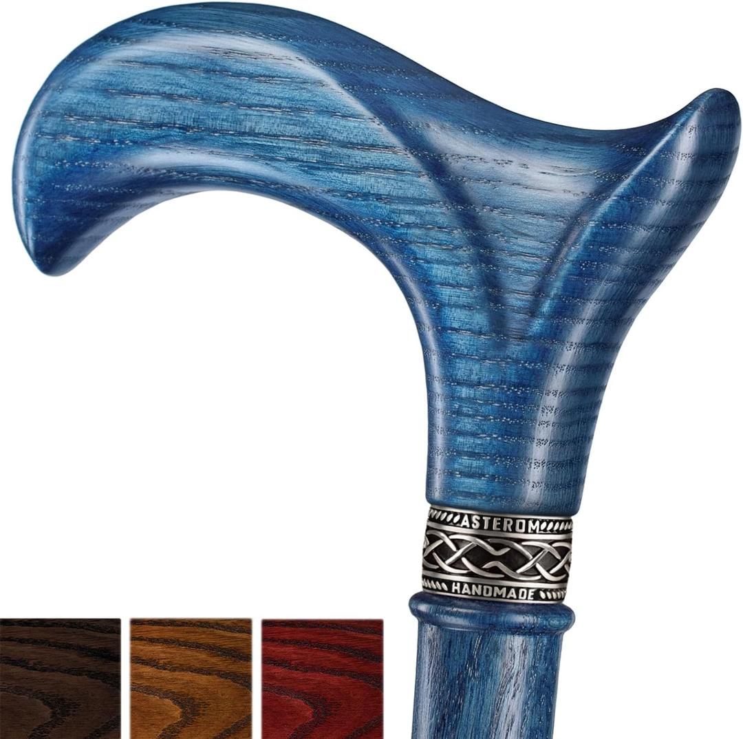 Asterom Walking Cane - Handmade, Ergonomic, Wooden - Canes for Men & Women - Walking Sticks for Seniors, Unique, Wood - FSA/HSA Eligible (32" (for height 5'0" to 5'1"), #1 Walnut)