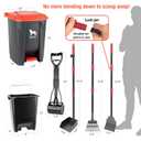 Dog Pooper Scooper, 7Pcs Set Poop Trash Can with Removable Inner Bucket, Long Handle Tray & Rake, 60 Waste Bags, Dog Waste Large Bin Waterproof for Outdoor, Backyard, Garden