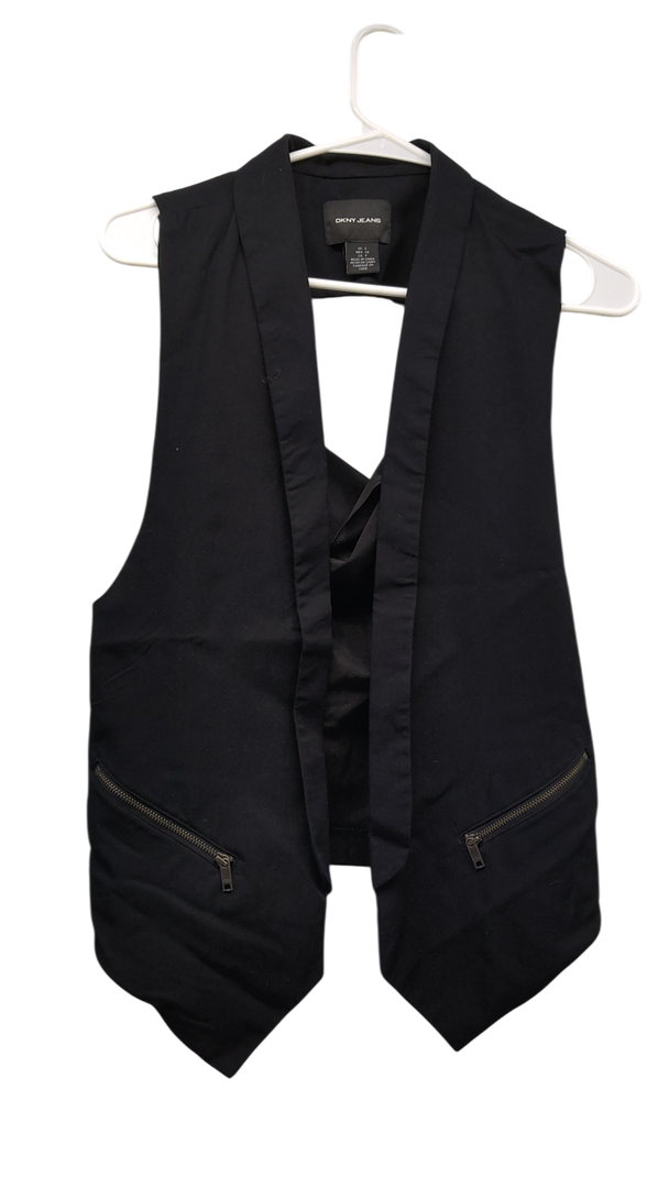 DKNY Black Sleeveless Lapel Vest Women’s S