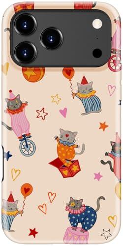 DEENAKIN for iPhone 17 Pro Case Cute,Aesthetic Circus Cat Colorful Clown Kitten Fun Phone Case, Compatible with Magsafe, Trendy Retro Western Protective Slim Silicone Phone Cover for Women Girls