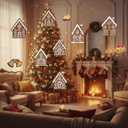 8 Pcs Jumbo Gingerbread Christmas Outdoor Decor Felt Mats-20 Inch Xmas Ornaments for Classroom Home Office Yard Porch Farmhouse Rustic Xmas Tree Wall Decoration(Gingerbread House)