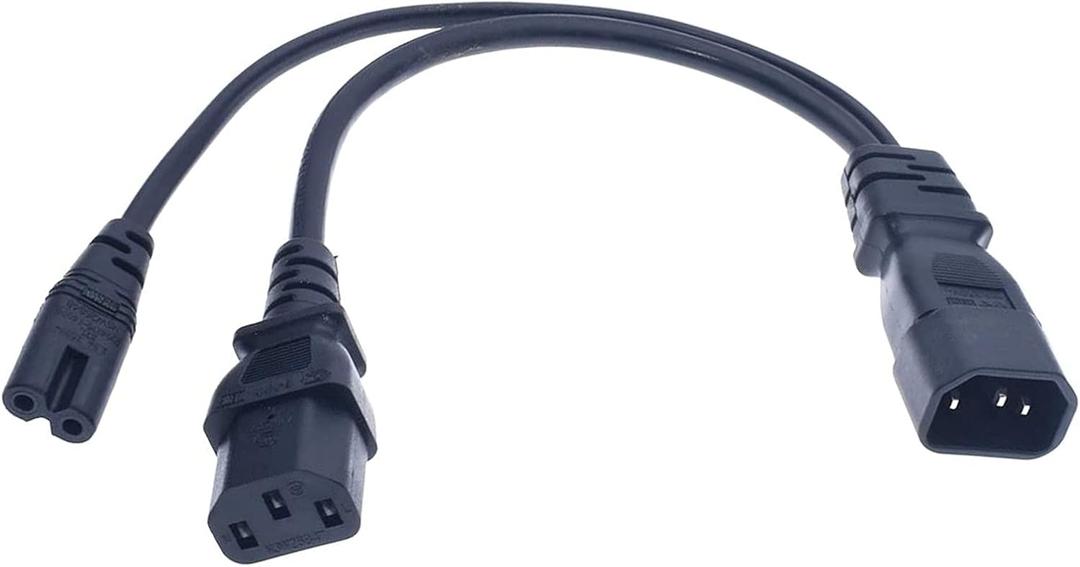 C14 to C13+C7 Y Splitter Power Plug Cord,Single IEC 320 C14 Male to C13+C7 Female Splitter Adapter Cable Cord,30cm