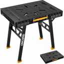 Express Folding Work Table, Easy Setup Portable Folding Work Table & Portable Folding Workbench, 34" W x 25" D x 31" H Lightweight Versatile Clamping Worktable for Garage/Wood Shop (Yellow)