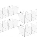 Suzile 4 Pcs 16x5x4 Inches Clear Slatwall Bins Acrylic Slatwall Bins 4 Compartments Storage Organizers with Hooks Product Storage Display Slat Wall Accessories for School Office Garage Craft