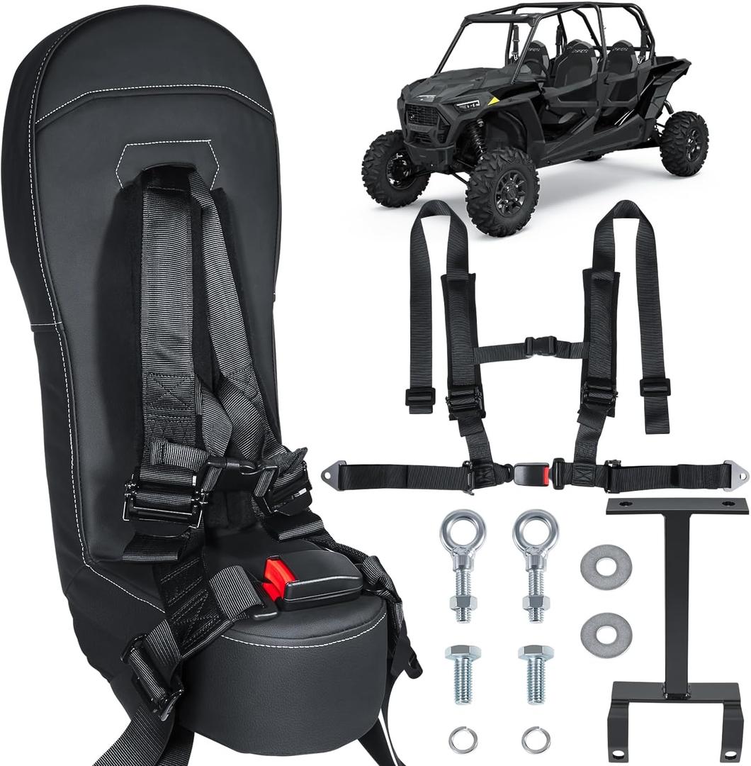 Bump Seat For Polaris RZR 1000 and 900 2014-2023 All Models 2/4-Seater Front or Rear Center Seat Middle Seat Hump Seat Little Seat with 4-Point Harness All Mounting Hardware Included Black