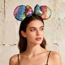 A Miaow 3D Bow Black Sequin Headband Colorful Glitter Butterfly Hair Clasp Park Supply Adults Women Photo Accessory Party Costume (Rainbow and Rainbow)