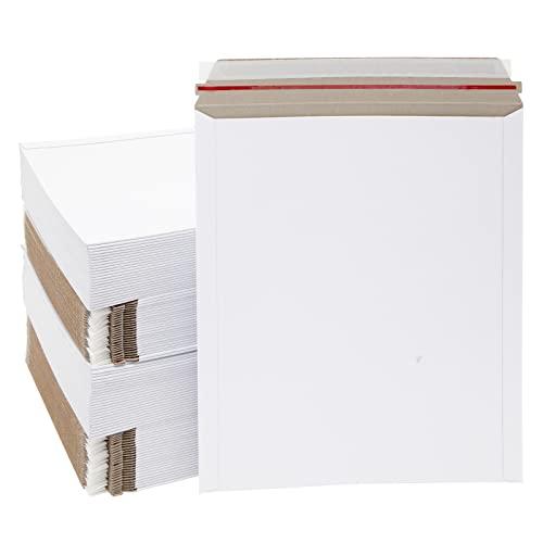 Juvale 100 Pack Thick Stay Flat Rigid Mailers 12.75x15 with Self Adhesive Seal, 550 GSM Bulk White Cardboard Envelopes for Shipping, Mailing