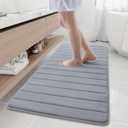 Buganda Memory Foam Bath Mat, 60" x 24", Ultra Soft and Non-Slip Bathroom Rugs, Water Absorbent and Machine Washable Bath Rug Runner for Bathroom, Shower, and Tub, Medium Grey