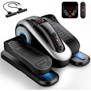 Large Size Under Desk Elliptical Machine,Electric Leg Exerciser for Seniors,12 Adjustable Speeds&12 Modes with Remote Control,Elastic Rope,Manual&Auto Mode for Home Office