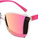 Sumato Sunglasses Womens, Oversized Pink Sunglasses for Women with Trendy Mirrored Lens UV400 Blocking