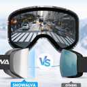 Snowalva Ski Goggles, Snowboard Goggles with 2 UV400 Anti-Fog Detachable Magnet Lenses for Men & Women Adult
