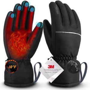 Waterproof Winter Ski Gloves Thermal -10F, 3M Thinsulate Thick Warm Windproof Snow Touch Screen Anti-Slip for Skiing Cold Weather Cycling Hiking for Men Women (Medium)