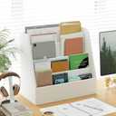 Small Desktop Bookshelf, 4-Tier Magazine Rack, Book Storage Organizer Display Stand, Narrow Bookshelf for Home Office, Living Room, White