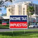 Jetec 3 Piece Tax Service Yard Sign 16"x12" Income Tax Impuestos Yard Sign with Stakes, Double Sided Printed Arrow Directional Signs for Season Outdoor Advertising & Lawn Business Signage