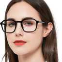 Large Reading Glasses Women Trendy Thick Square Readers 1.0 1.25 1.5 1.75 2.0 to 4.0 5.0 6.0 Spring Hinge (Slim Rim-black)