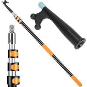12FT Telescopic Extension Pole Boat Hook | Lightweight and Sturdy, Floats, Anodized Aluminum Pole | Threaded Port for Marine Accessories | Mooring, Pushing/Pulling, Navigation Marine Pole