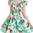 EXARUS Girls Dresses Teen Halter/Puff Sleeve/Spaghetti Strap Smocked Floral Summer Casual Dress