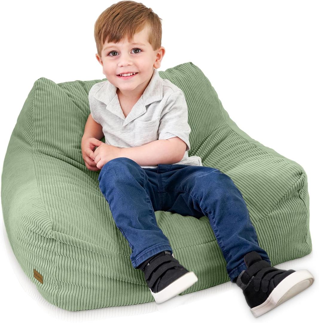 ZICOTO Soft Memory Foam Bean Bag Chair for Toddlers - Trendy Kids Chair and Lounger for Nursery, Playroom, or Living Room (Sage)