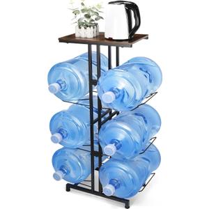 CAROD 5 Gallon Water Jug Holder, Heavy Duty Water Jug Stand with Storage Shelves, 3-Tier Foldable 5 Gallon Water Bottle Holder Water Cooler Jug Rack for Kitchen Living Room Office Gym(Only Shelf)