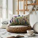 Watercolor Wildflowers Lumbar Pillow Covers 12 x 20 Inch Purple Flower Botanical Throw Cushion Case 2Pack Rustic Farmhouse Spring Summer Holiday Decoration for Sofa Patio Porch(Purple)