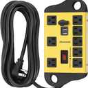 DEWENWILS 8-Outlet Metal Power Strip Surge Protector with 2 USB Ports, UL Listed, 15 Ft Flat Plug Extension Cord, Heavy Duty Industrial Power Strip,15A Circuit Breaker, 1440Joules, Wall Mount