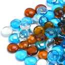 GasSaf Blended Fire Glass Beads for Outdoor Fire Pit, Fireplace, Replaces Existing Gas Logs & Lava Rocks, 3/4 Inch Glass(20 Pound)(Caribbean Blue, Amber, Crystal Clear Luster)