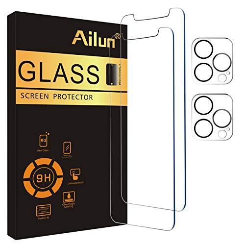 Ailun 2 Pack Screen Protector for iPhone 12 Pro Max [6.7 inch] + 2 Pack Camera Lens Protector, Case Friendly Tempered Glass Film,[9H Hardness]- HD