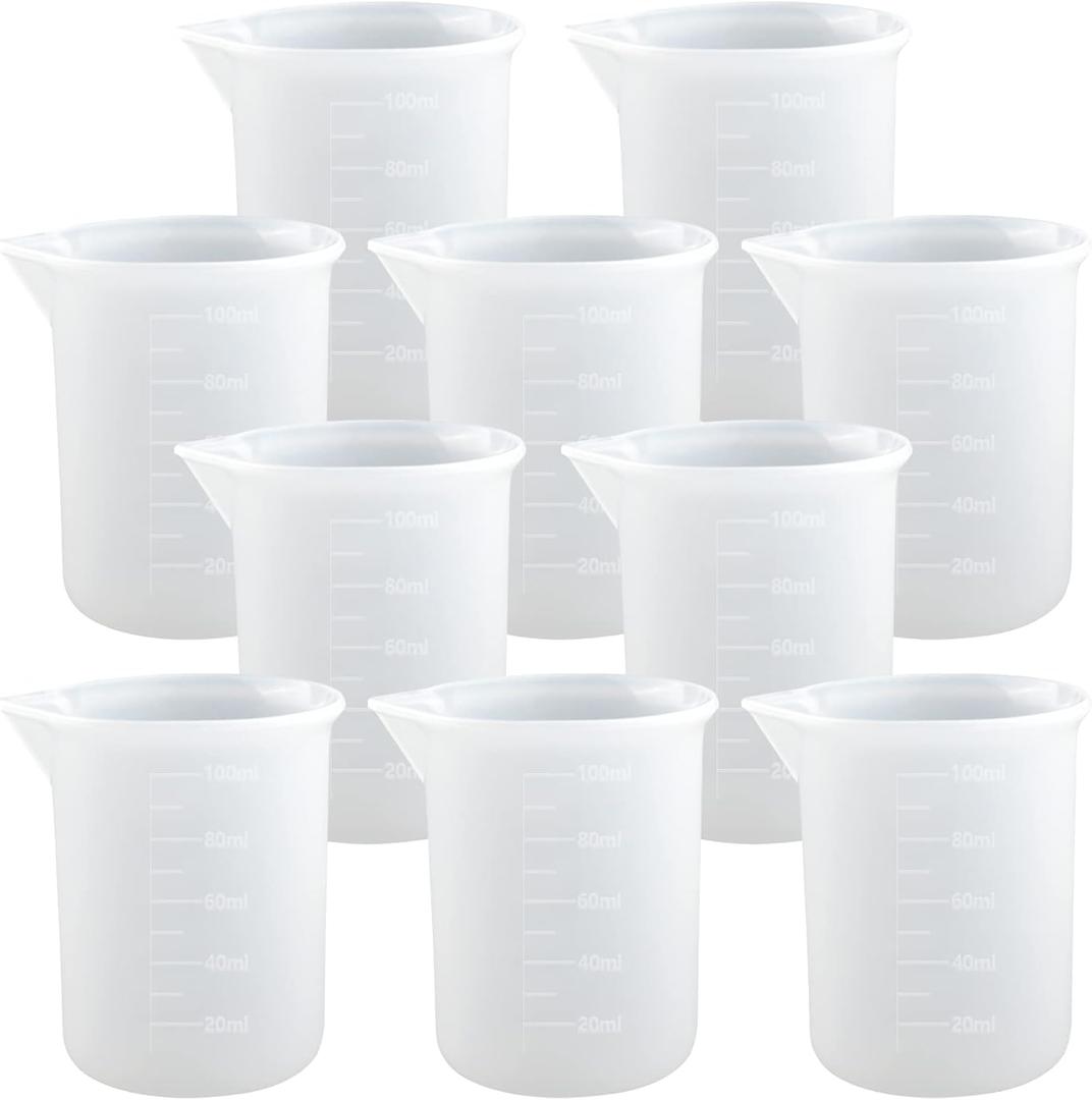 10 PCS 100ml Silicone Measuring Cups for Resin Non-Stick Mixing Cups Glue Tools, Precise Scale Toning Cups for Resin DIY Craft Jewelry Making