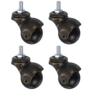 uxcell 1.5 Inch Ball Caster Wheels, 4pcs Threaded Stem Caster 360 Degree Rotatable Caster Wheels for Furniture, Bronze Tone