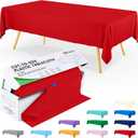 Smiry 54 Inch x 300 Feet Disposable Table Cover Roll, Red Plastic Table Cloth in Cut-to-Size Box with Slide Cutter, Waterproof Rectangle Tablecloths for Weddings, Banquets, Outdoor