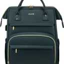 LOVEVOOK Leather Laptop Backpack for Women 15.6 inch, Travel Purse Nurse Teacher Backpack Computer Laptop Bag, Professional College Business Work Bag Carry On Backpack with USB Port, Dark Green