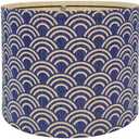 Modern Bamboo Drum Lamp Shade with Blue Art Deco Pattern, Table and Floor Lamp Shade, 11.8 x 9 Inch