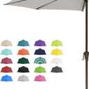 JEAREY 9ft Half Umbrella Outdoor Patio Umbrella Market Umbrellas with Crank, 1/2 Round Wall Umbrella 5 Sturdy Ribs UV Protection for Pool Garden Balcony Deck, Foggy Gray