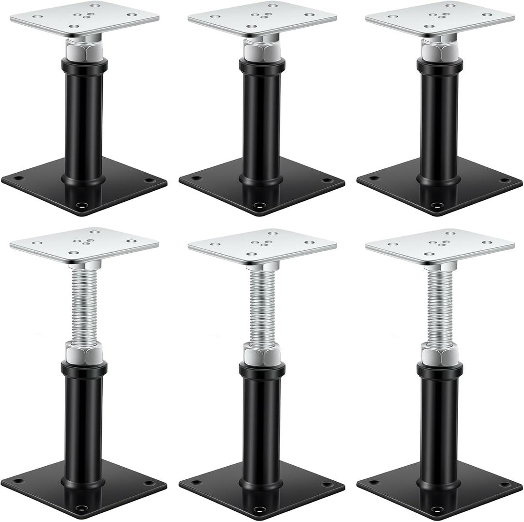 Zonon 4 Pack Adjustable Floor Jack Post, 6"-9" Height Range, Mini House Screw Jack for Floors Stairs Joist Lifting Supports, Load Capacity up to 7000 Lbs (Flat-top Style)