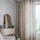 ColorBird Geometric Semi Blackout Window Curtains 2 Panels Tribal Style Cotton Linen Blackout Curtains with Black Fringed Tassel Rod Window Curtains for Living Room Bedroom, 140W x 213cm, 1 Pair