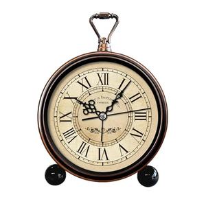 TIMESS Vintage Analog Alarm Clock, 4.3" Silent Non-Ticking Quartz Desk Clock with Roman Numerals, Battery Operated Table Clock for Bedroom, Living Room, Office, or Gift (Brown)