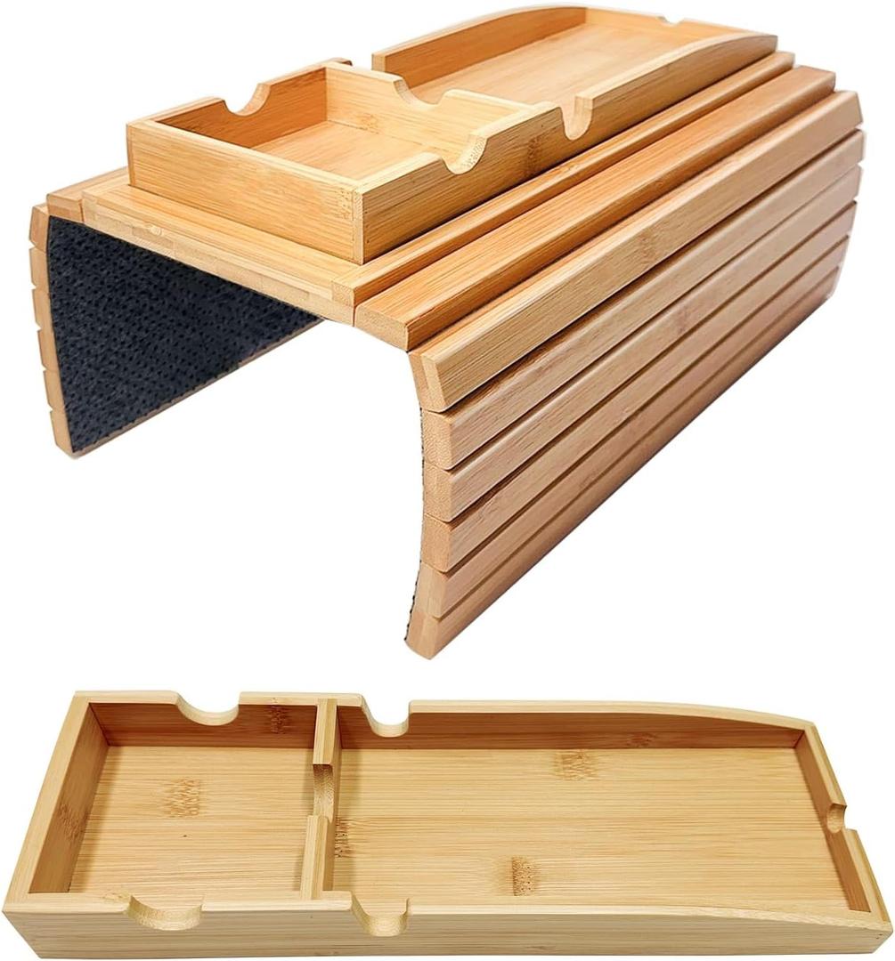 Couch Cup Holder | Couch Caddy with Detachable Couch Cup Holder Tray | Anti-Slip Foldable Sofa Table Tray - Cup Holder Tray for Drinks Cup Cellphone Remote Snacks