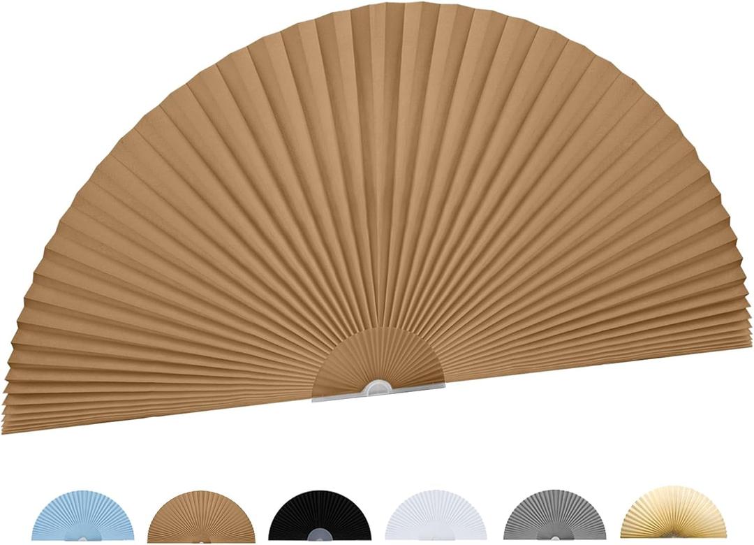Arch Window Shade Curtains Half Circle Moon Pleated Fabric Blinds Semi Circle Temporary Light Filtering Pleated Paper Shades Half Round Window Covering Easy to Cut and Install(1, Brown, 36x18Inches)
