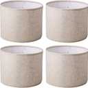 Beige Lamp Shades Set of 4 for Table Lamps, Drum Lampshades for Floor Lamps, 13" Top X 13" Bottom X 10" High Large Lampshade, Easy Assembly Replacement Lamp Shade Spider Fitter(4 PACKS)