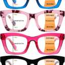 4 Pack Progressive Multifocus Reading Glasses for Women Men Blue Light Blocking Readers with Spring Hinge