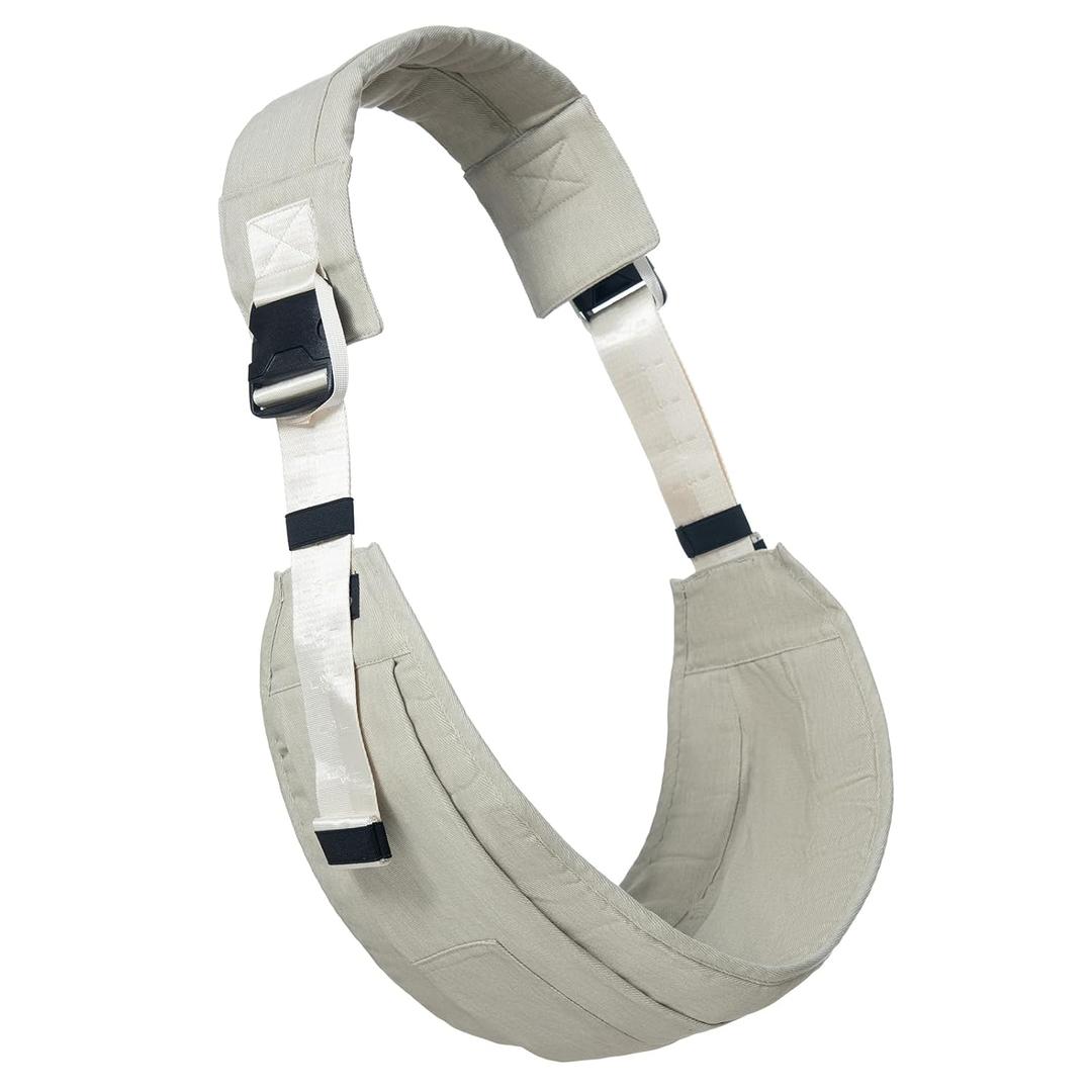 Toddler Carrier - Premium Cotton, Large Seat & Back Support, with Large Pocket, Ideal for 6-48 Months (16-44 lbs), Beige, Petite Version