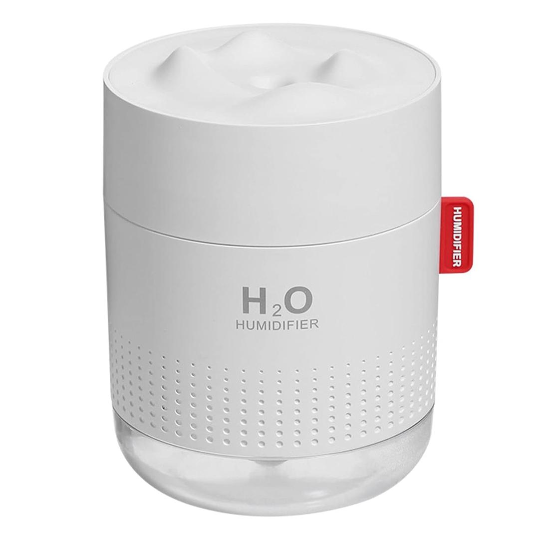 Snow Mountain Humidifier, Mini USB Charge, Quiet, White, Plastic, Manual, Bedroom, Office