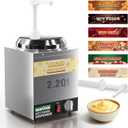 WantJoin Nacho Cheese Dispenser with Pump - 2.2Qt Nacho Cheese Warmer, Commercial Hot Fudge Dispenser W/5-Level Temperature Adjustment for Stainless Steel Hot Fudge Warmer, Cheese Caramel