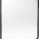 Black Metal Framed Bathroom Mirror for Wall, Brushed Matte Black Rounded Corner Rectangular Bathroom Vanity Mirror, Anti-Rust, Tempered Glass (30" x 36", Black)