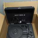 Victrola Journey Bluetooth Portable Suitcase Record Player with Built-in Speakers, 3 Speed Vinyl Record Player, RCA Out, Headphone Jack (Black)