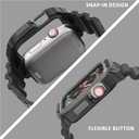 Compatible with Apple Watch 9/8/7/SE (2nd)/SE/6/5/4 42mm/44mm Band for Men, Rugged Full Protection Shockproof Case with TPU Band for iwatch 42/44/45mm Blackgray