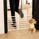 Dog Gate with Short Cat Door for Small Dogs Puppies 23.6-38 Inch Wide Adjustable Portable Pet Barrier with Pet Door Indoor Metal Baby Gates for Doorways Stairs