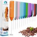 Powerful Milk Frother Handheld Foam Maker, Mini Whisk Drink Mixer for Coffee, Cappuccino, Latte, Matcha, Hot Chocolate, No Stand, Coral