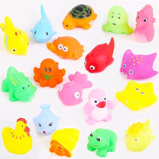 Preschool Bath Toys Set for Toddlers Kids 1-3 2-4, Rubber Cute Sea Animals, Rubber Duck Toy for Infants 6-12 Months, Bathtub Toys for 1 Year Old,Baby Pool Floating Toy for Kids Party Decoration